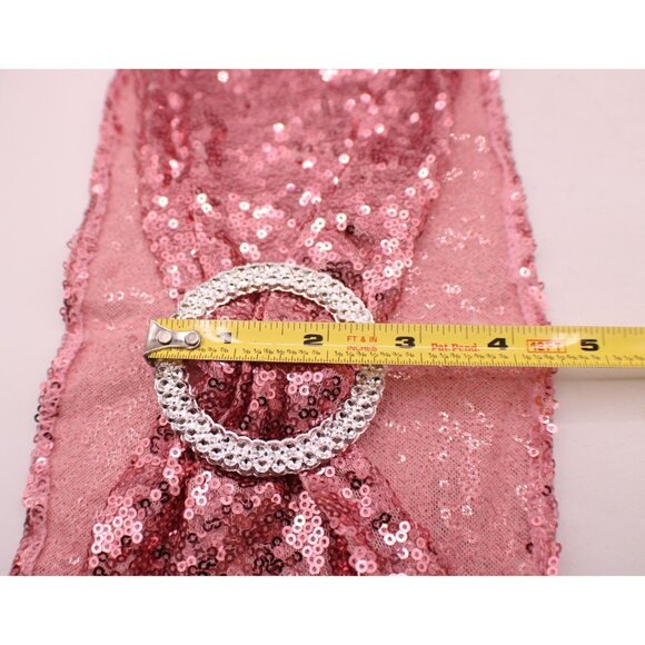 Lot 10 Pink Sequin Chair Sashes Rhinestone Buckles Parties Decor Wedding Events - Picture 9 of 10